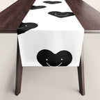 Black and white love heart doodle pattern Table Runner Gallery Image 1