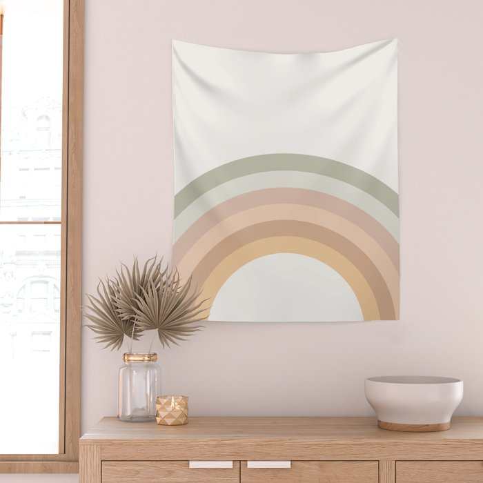 Rainbow Neutral Colors Wall Tapestry Gallery Image 2