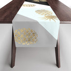 Pastel color block watercolor dots faux gold pineapple Table Runner Gallery Image 1