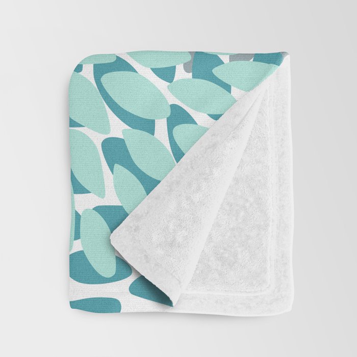 Floral Pattern, Aqua, Teal, Turquoise and Gray Throw Blanket Gallery Image 3