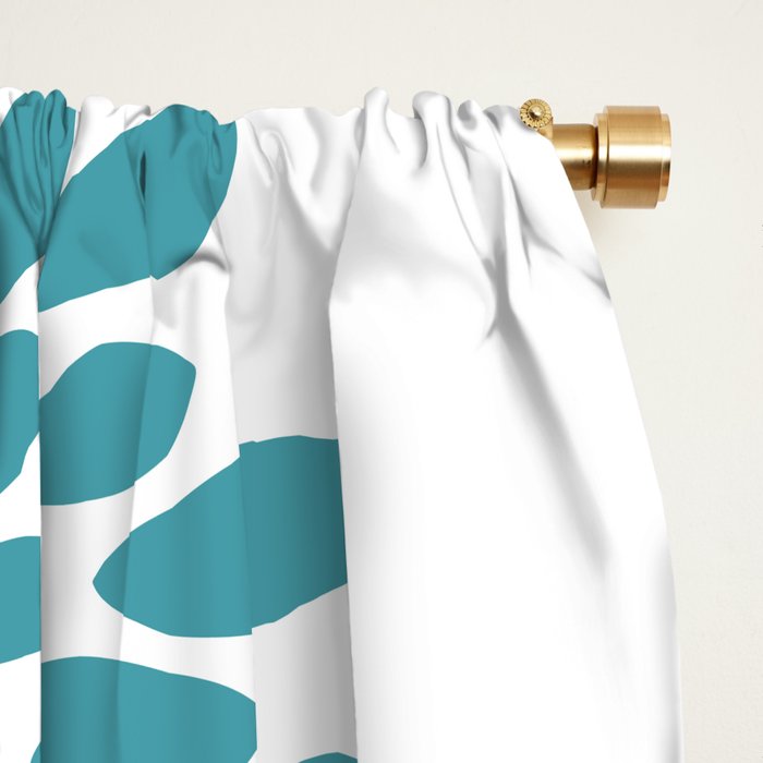 Floral Pattern, Aqua, Teal, Turquoise and Gray Window Curtain Gallery Image 2