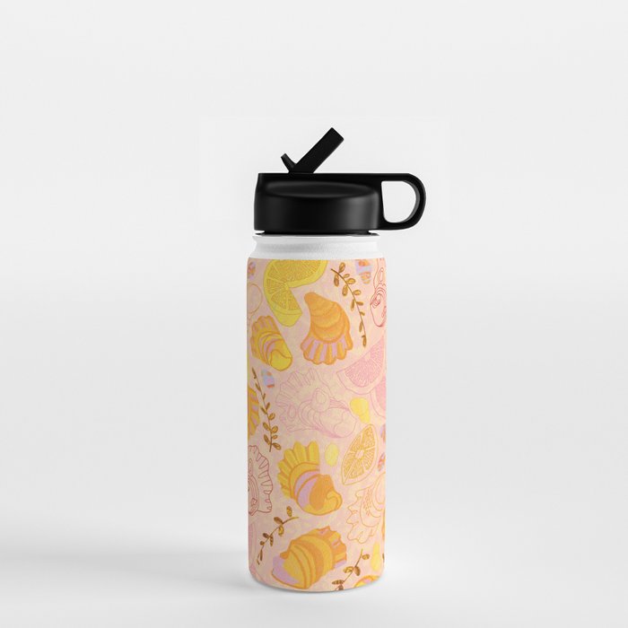 Coastal Oysters on the Beach in Lemon Orange & Peach Water Bottle Gallery Image 1