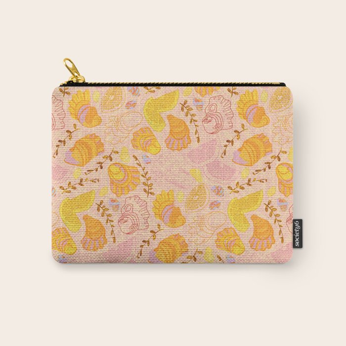 Coastal Oysters on the Beach in Lemon Orange & Peach Carry All Pouch Gallery Image 1