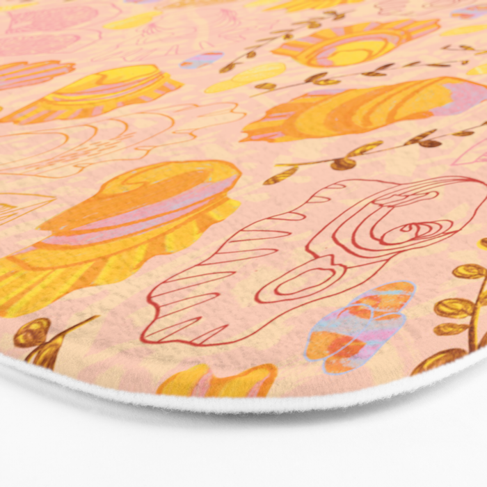 Coastal Oysters on the Beach in Lemon Orange & Peach Bath Mat Gallery Image 3
