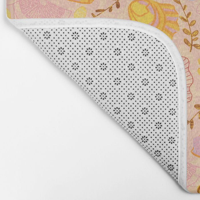 Coastal Oysters on the Beach in Lemon Orange & Peach Bath Mat Gallery Image 2