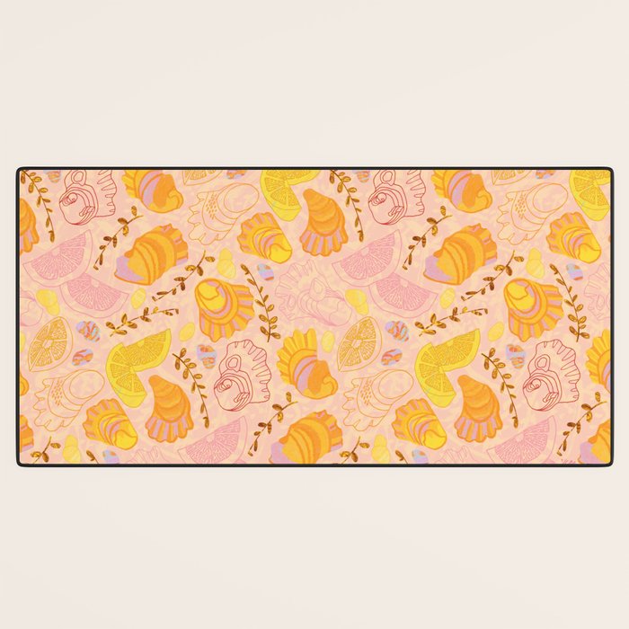 Coastal Oysters on the Beach in Lemon Orange & Peach Desk Mat Gallery Image 3