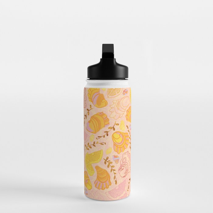 Coastal Oysters on the Beach in Lemon Orange & Peach Water Bottle Gallery Image 3