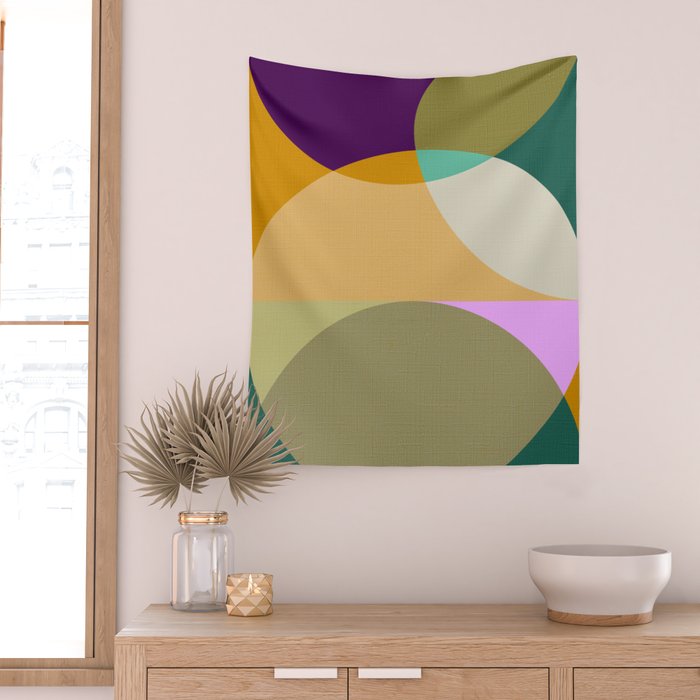 shapes mid century autumn 21 2 Wall Tapestry Gallery Image 2