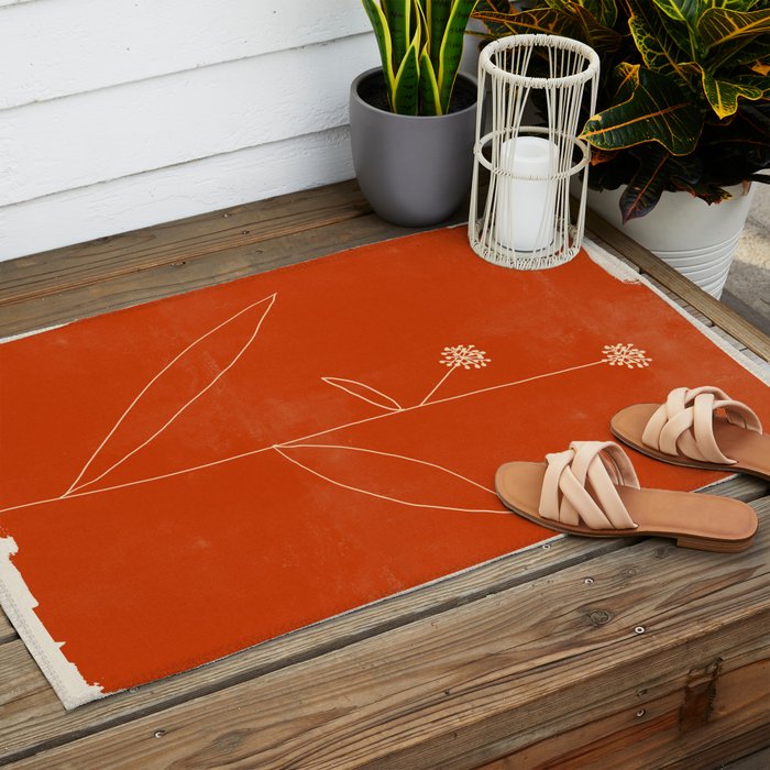 Minimal Abstract Art Plant 39 Outdoor Rug Gallery Image 2