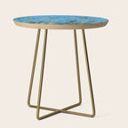 Chinoiserie Exotic Jungle Monkey Peacock Cobalt Blue Fresco Art Side Table Gallery Image 1