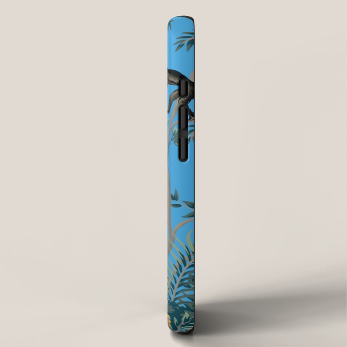 Chinoiserie Exotic Jungle Monkey Peacock Cobalt Blue Fresco Art iPhone Case Gallery Image 2