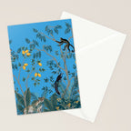 Chinoiserie Exotic Jungle Monkey Peacock Cobalt Blue Fresco Art Stationery Card Gallery Image 2