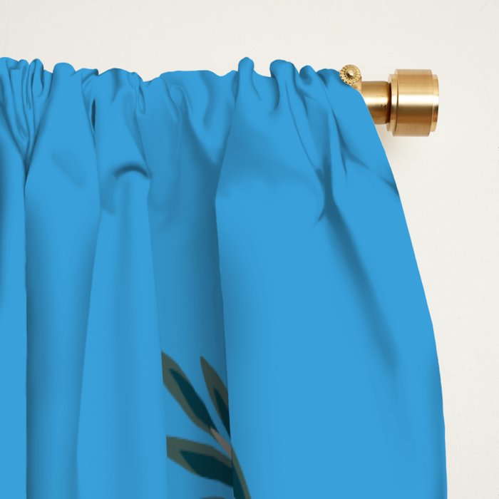 Chinoiserie Exotic Jungle Monkey Peacock Cobalt Blue Fresco Art Window Curtain Gallery Image 2
