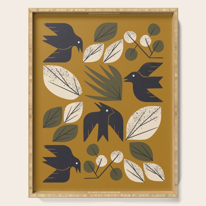 Birds and Leaves Grid Serving Tray Gallery Image 1