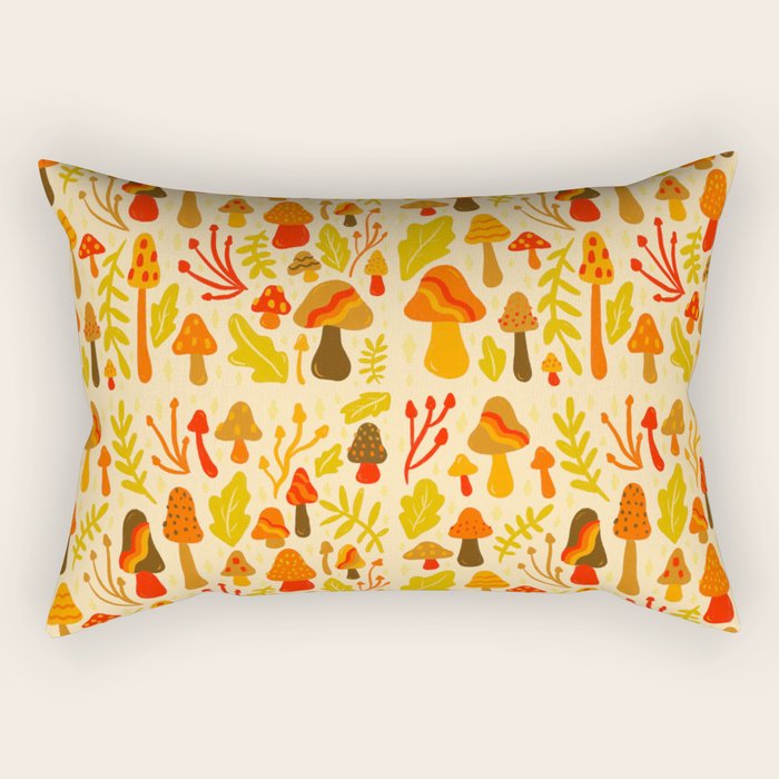 Spring Mushroom Print Rectangular Pillow Gallery Image 1