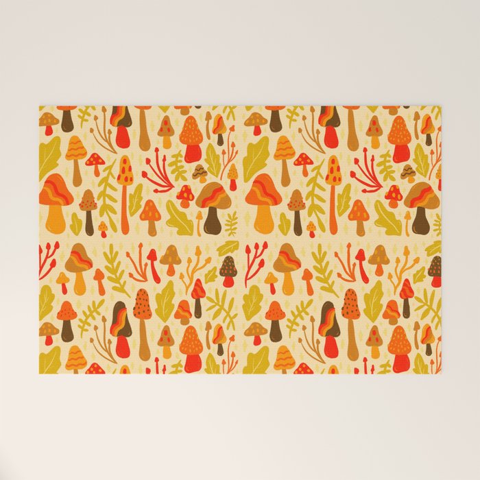 Spring Mushroom Print Welcome Mat Gallery Image 1