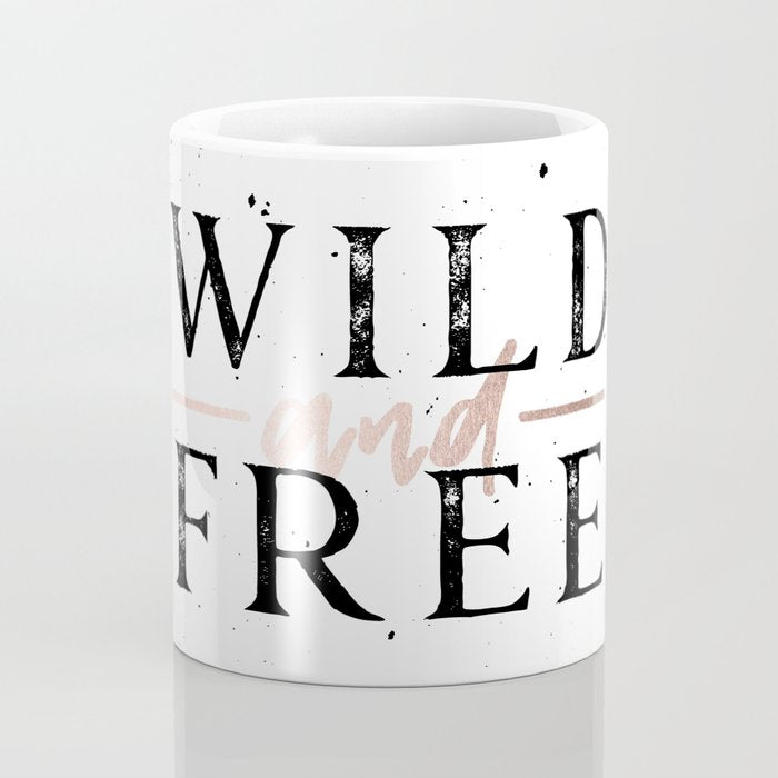 Wild and Free Rose Gold on White Coffee Mug Gallery Image 4