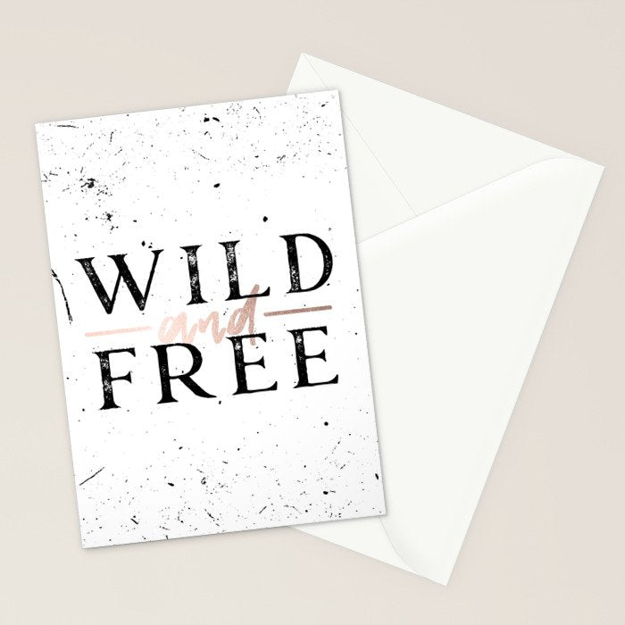 Wild and Free Rose Gold on White Stationery Card Gallery Image 2