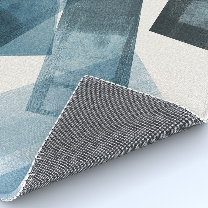 Rectangular Shapes Blue Geometric Abstract Rug Gallery Image 4
