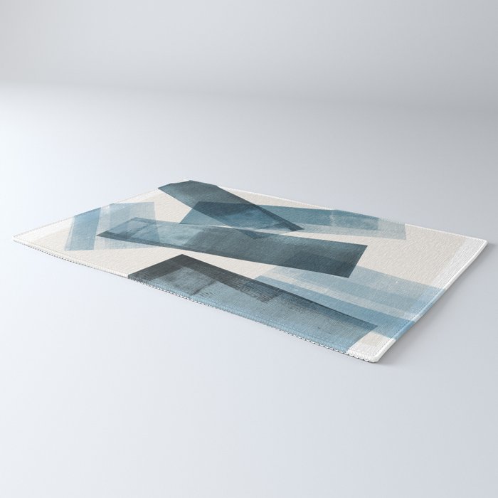 Rectangular Shapes Blue Geometric Abstract Rug Gallery Image 3