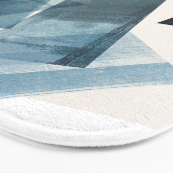 Rectangular Shapes Blue Geometric Abstract Bath Mat Gallery Image 3