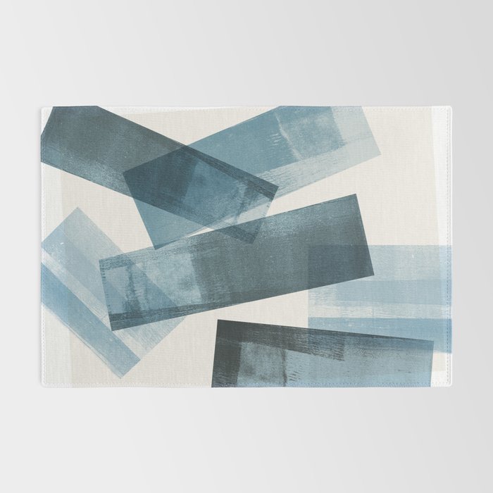 Rectangular Shapes Blue Geometric Abstract Rug Gallery Image 2