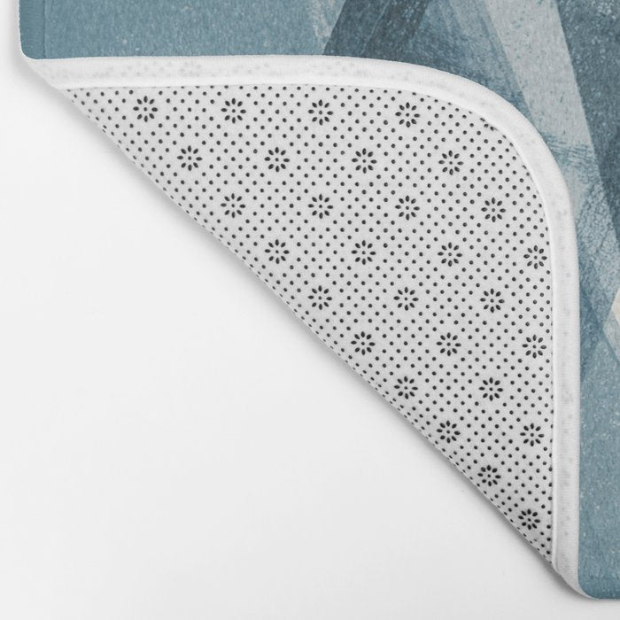 Rectangular Shapes Blue Geometric Abstract Bath Mat Gallery Image 2