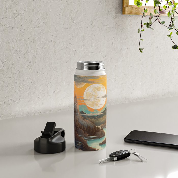 Summer Moonrise In The Sierra Mountains Water Bottle Gallery Image 4
