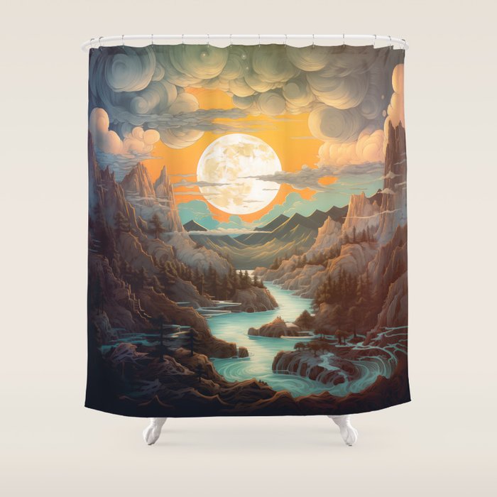 Summer Moonrise In The Sierra Mountains Shower Curtain Gallery Image 1