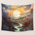 Summer Moonrise In The Sierra Mountains Wall Tapestry Gallery Image 4