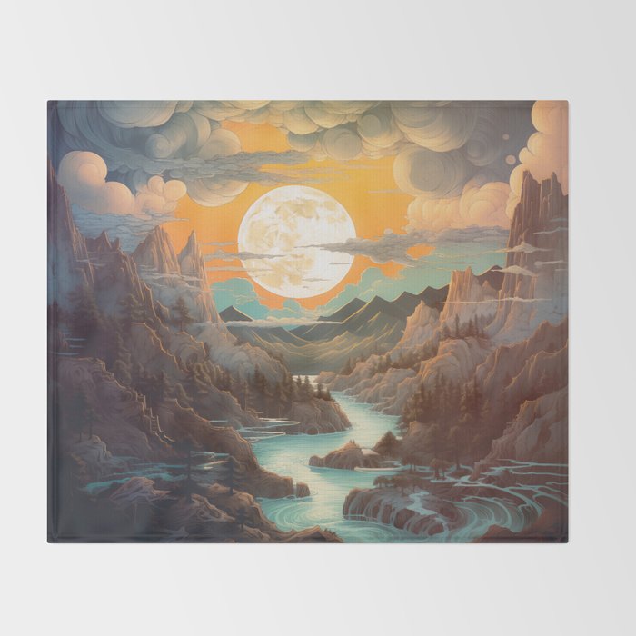 Summer Moonrise In The Sierra Mountains Throw Blanket Gallery Image 2