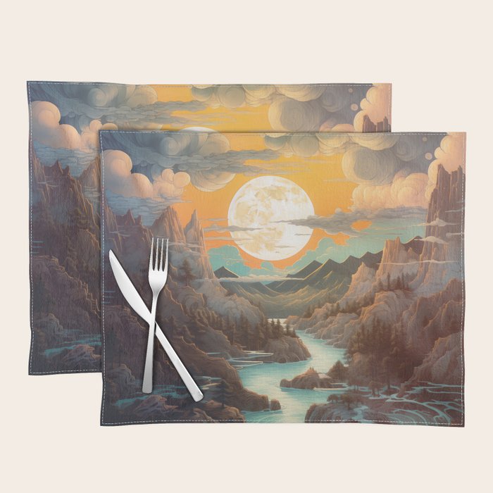 Summer Moonrise In The Sierra Mountains Placemat Gallery Image 1