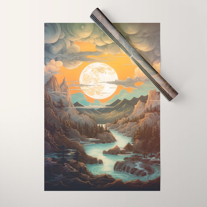 Summer Moonrise In The Sierra Mountains Wrapping Paper Gallery Image 1