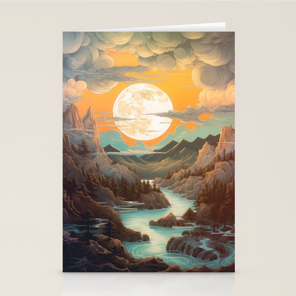 Summer Moonrise In The Sierra Mountains Stationery Card Gallery Image 1