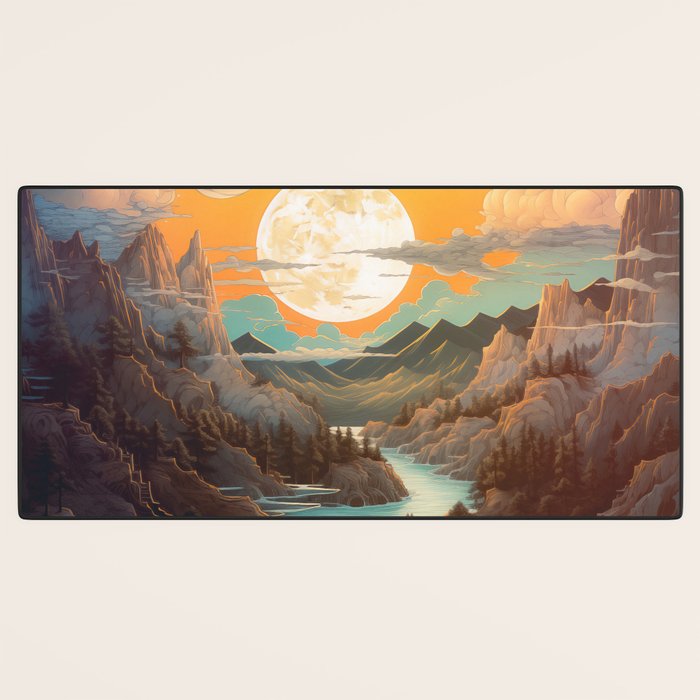 Summer Moonrise In The Sierra Mountains Desk Mat Gallery Image 3