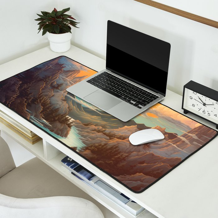Summer Moonrise In The Sierra Mountains Desk Mat Gallery Image 2
