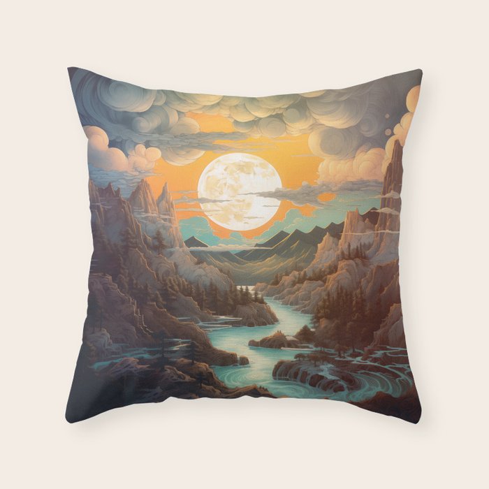 Summer Moonrise In The Sierra Mountains Throw Pillow Gallery Image 6
