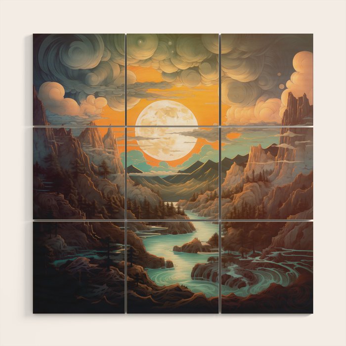 Summer Moonrise In The Sierra Mountains Wood Wall Art