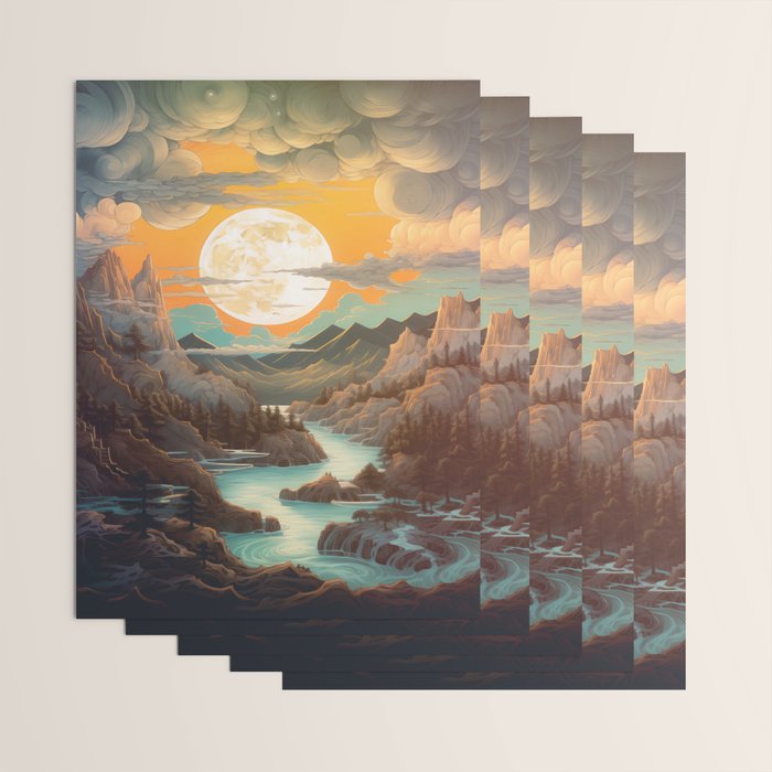 Summer Moonrise In The Sierra Mountains Wrapping Paper Gallery Image 3