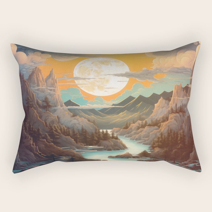 Summer Moonrise In The Sierra Mountains Rectangular Pillow Gallery Image 2