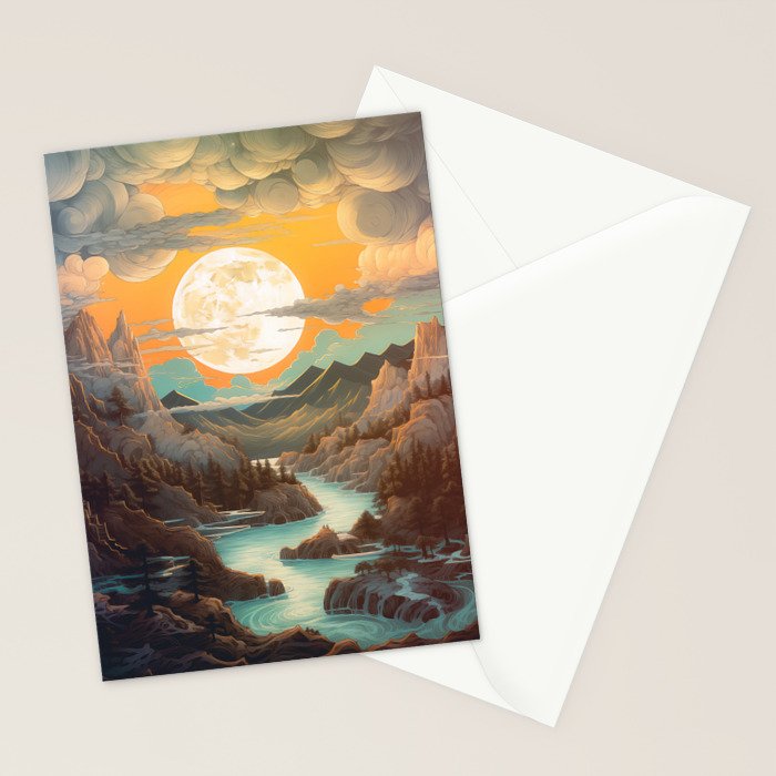 Summer Moonrise In The Sierra Mountains Stationery Card Gallery Image 2