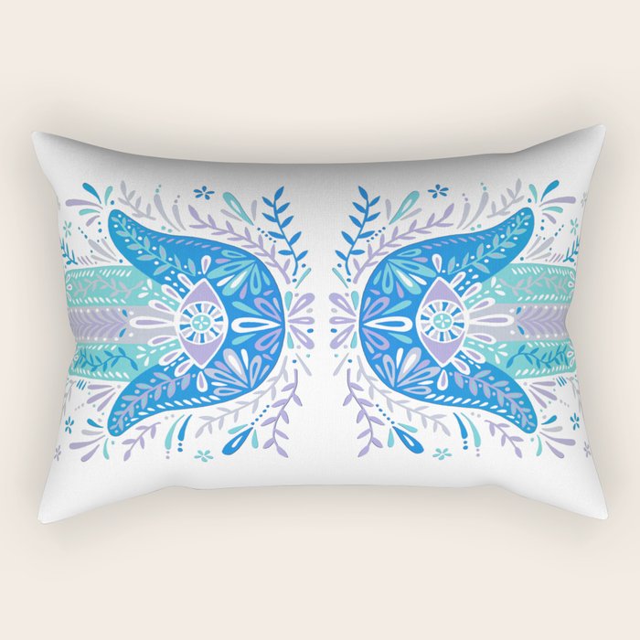 Hamsa Hand - Blue & Turquoise Palette Rectangular Pillow Gallery Image 2