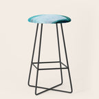 Aqua Blue Geometric Abstract Textured Painting Stool Gallery Image 1