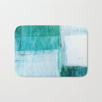 Aqua Blue Geometric Abstract Textured Painting Bath Mat Gallery Image 1