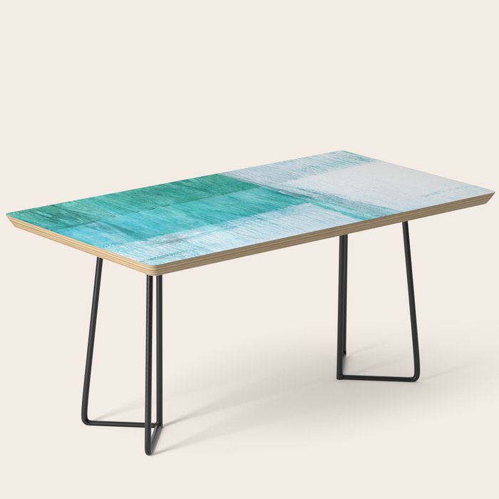 Aqua Blue Geometric Abstract Textured Painting Coffee Table Gallery Image 1