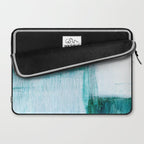 Aqua Blue Geometric Abstract Textured Painting Laptop Sleeve Gallery Image 2