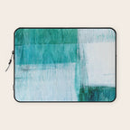 Aqua Blue Geometric Abstract Textured Painting Laptop Sleeve Gallery Image 1