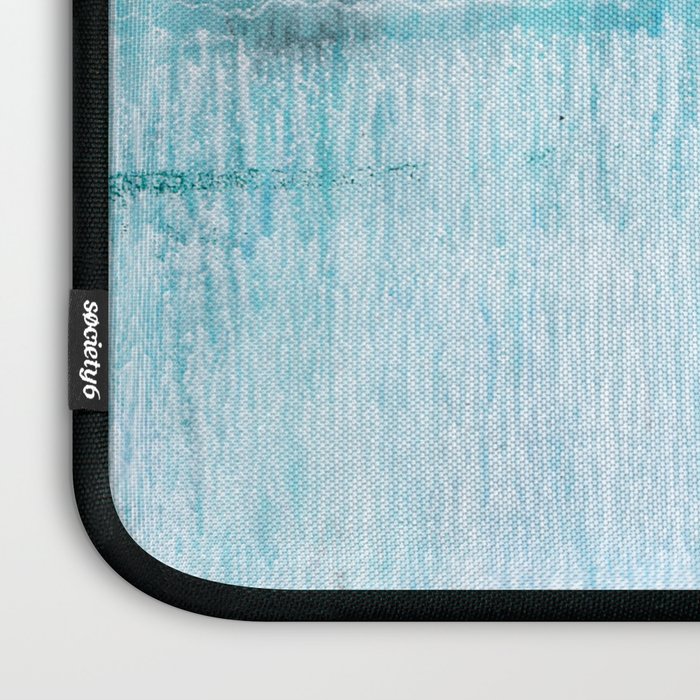 Aqua Blue Geometric Abstract Textured Painting Laptop Sleeve Gallery Image 3