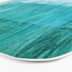 Aqua Blue Geometric Abstract Textured Painting Bath Mat Gallery Image 3