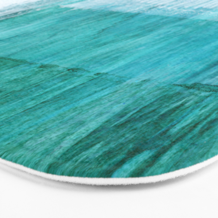 Aqua Blue Geometric Abstract Textured Painting Bath Mat Gallery Image 3